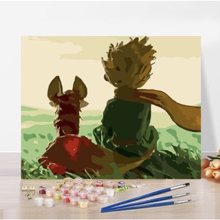 (สีกระปุก) DIY Paint by numbers ภาพระบายสีตามตัวเลข The Little Prince ไม่มีเฟรม