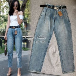 JH1742#ยีนส์เอวจีบมีS-XL#Jeans house