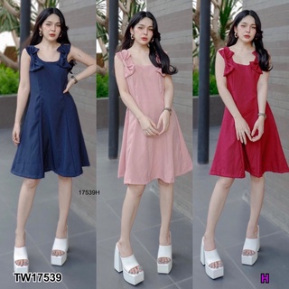 SS17539 Dress เดรสแขนกุดไหล่ติดโบว์ 2 ข้าง