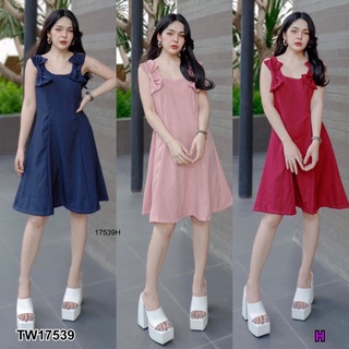 17539 Dress เดรสแขนกุดไหล่ติดโบว์ 2 ข้าง Sleeveless dress with bows on both sides