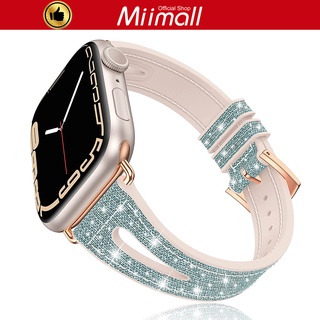 Miimall สายนาฬิกาข้อมือซิลิโคน ประดับกลิตเตอร์ อุปกรณ์เสริม สําหรับ Apple Watch Series Ultra 8 7 6 5 4 3 2 1 SE iWatch 41 มม. 45 มม. 49 มม. 40 มม. 44 มม.