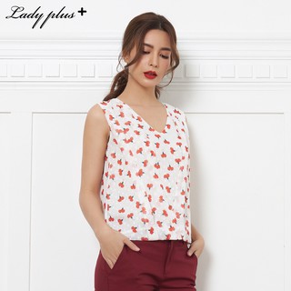 Lady Plus เสื้อชีฟองลายดอกไม้แขนกุด | Floral Sleeveless Top เสื้อแขนกุด