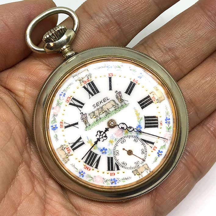 นาฬิกามือสอง ของแท้ นาฬิกาพกไขลาน SEKEL Pocket watch 1900 ขนาดตัวเรือน 54 mm