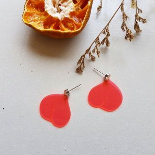 Peach peach in Pink neon earrings