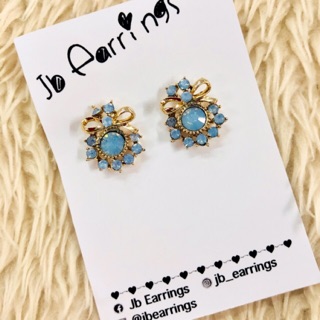 JB_Earrings ต่างหูแฟชั่น โบว์ สีฟ้า Blue earrings