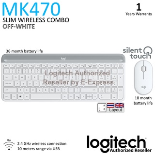 Logitech Wireless Keyboard and Mouse รุ่น MK470 Slim สีขาว แป้นภาษาไทย/อังกฤษ ของแท้ ประกันศูนย์ 1ปี เมาส์และคีย์บอร์ด ไ