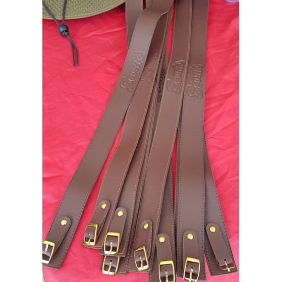 (ราคาถูกที่สุด ดีที่สุด)สายคาดหมวกหนังแท้ ‼scout สายคาดหมวกปีกลูกเสือ สายคาดหมวกปีกผู้กำกับลูกเสือ