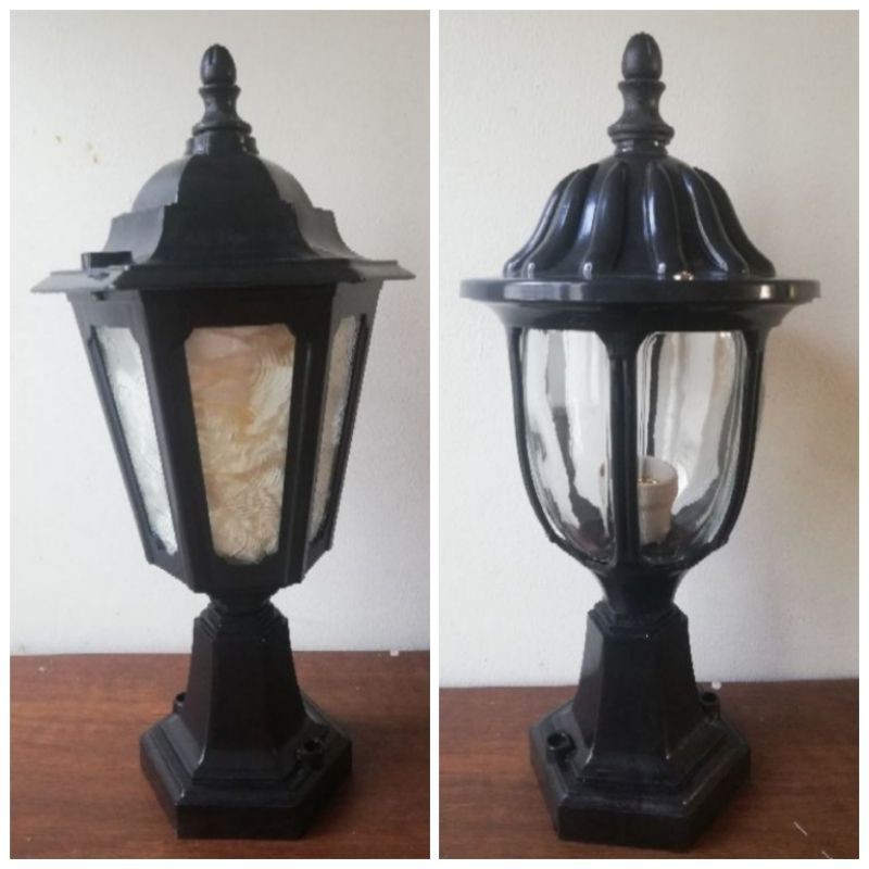 โคมไฟหัวเสา /กำแพง หกเหลี่ยม / โรมัน Vintage Outdoor luminaires สีดำ