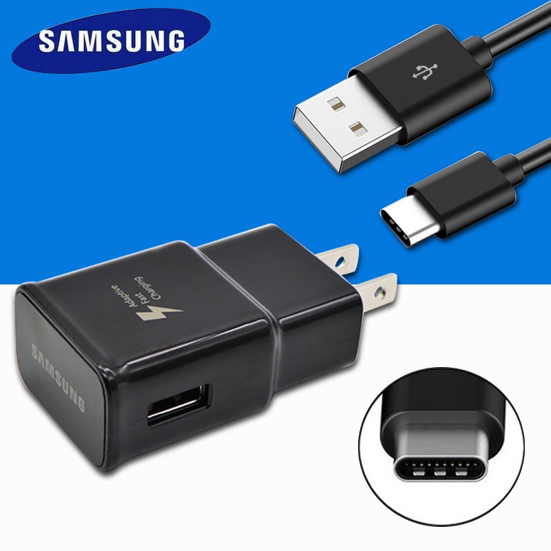 (ของแท้ ของใหม่แกะกล่อง) ชุดหัวชาร์จ + สายชาร์จ Samsung usb charger + cable Set (Type C)For Note9/Note8/S10/S9/S8/A7/A5