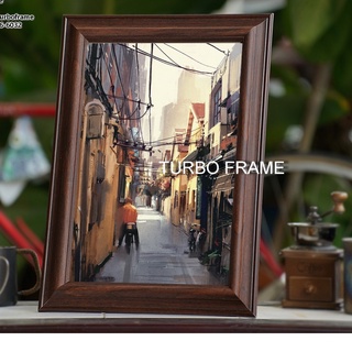 กรอบรูปรอนทองใหญ่ TURBO FRAME เพื่อใส่ใบประกาศ ขนาด A4 , B5 , 8x10", A5 และภาพงานพิธีต่างๆ กรอบรูปของขวัญ งานเกษียณ+กระจก+ขาตั้ง+หูแขวนผนัง