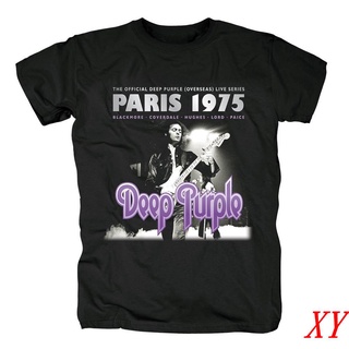 Xy เสื้อยืดคอกลม แขนสั้น ผ้าฝ้าย ลายอัลบั้มฮาร์ดร็อคพังก์ Liveinparis1975 สีม่วงเข้ม สําหรับผู้ชาย