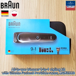 Braun® All-in-one trimmer 9-in-1 styling kit with Gillette Fusion5 ProGlide razor, MGK3980 เครื่องเล็มหนวดเครา