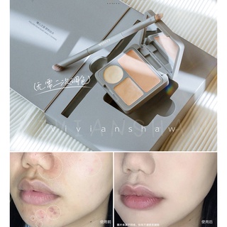 Veecci คอนซีลเลอร์ ปกปิดรอยคล้ําใต้ตา พาเลทคอนซีลเลอร์ 3 สี และแปรง