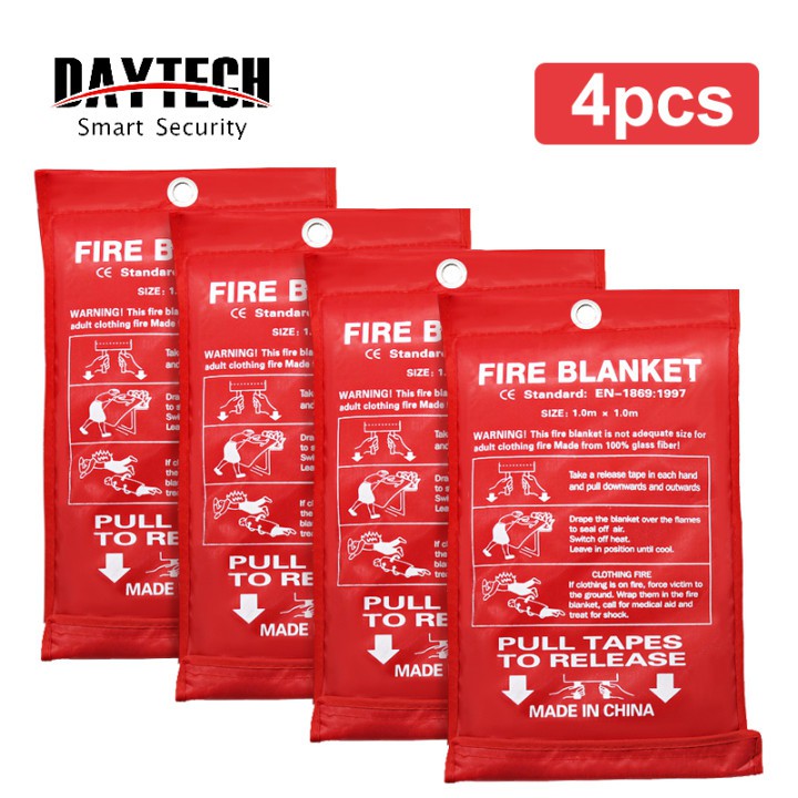 ส่งไวจากไทย Daytech ผ้ากันไฟ ผ้าห่มกันไฟ ความปลอดภัย Fire Blanket 4 ชิ้น