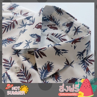 เสื้อเชิ้ตแขนสั้น คอตตอนญี่ปุ่น ลายWhite Feather