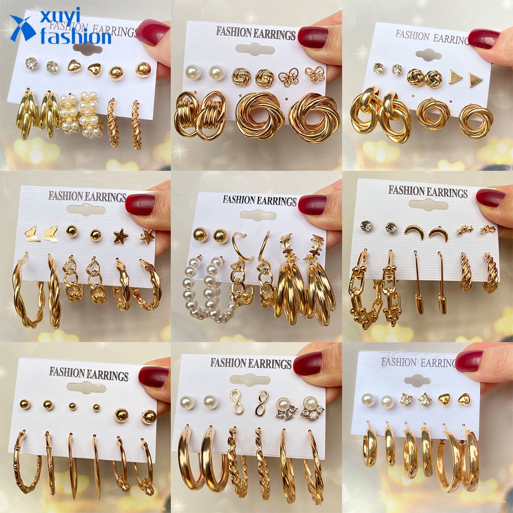 เครื่องประดับแฟชั่นสตรีต่างหูมุกคริสตัลรูปดาวผีเสื้อ