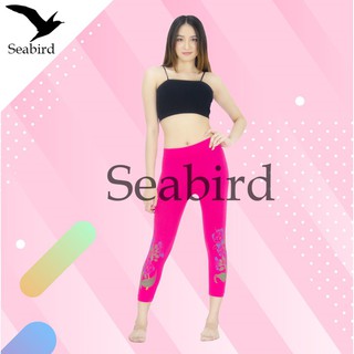 Seabird กางเกง กางเกงเลกกิ้ง  เลกกิ้งลายดอกไม้  เลกกิ้งขา8ส่วน สีชมพู