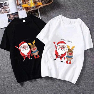 shirtTrend Deer Santa Claus 90s Merry Christmas T-shirt Cartoon fashion Pure cotton Santa Claus Santa Deer Graphic