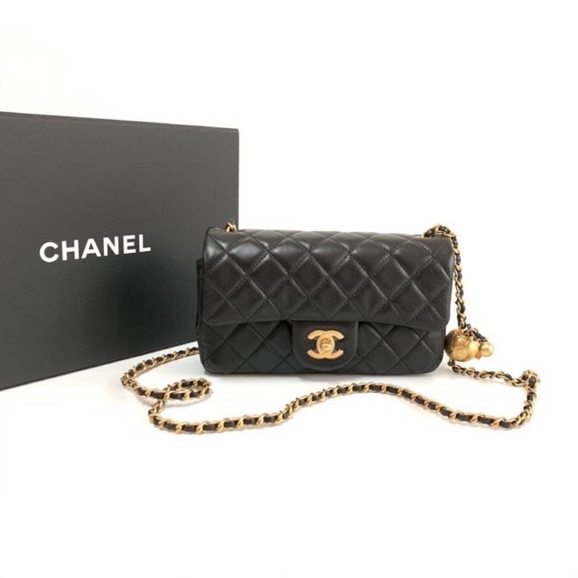 🚩New Chanel Classic Mini 8” in Black Lamb with Adjustable Gold Hardware Strap