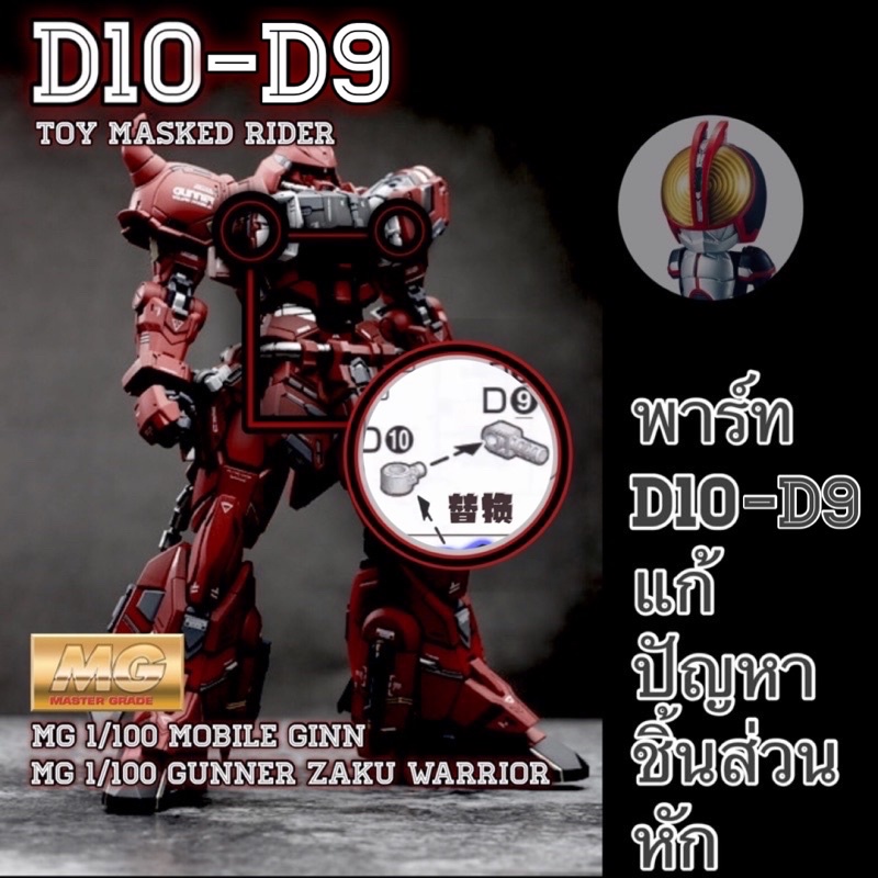 พาร์ทส่วนไหล่คู่ D9-D10 โลหะ/พลาสติกชนิดแข็ง(POM)แก้ปัญหาชิ้นส่วนหัก สำหรับ Mobile Ginn & Gunner Zaku Warior