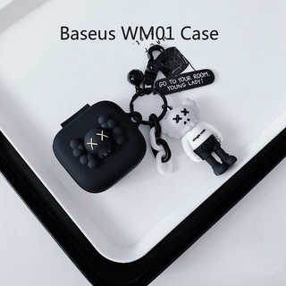 Baseus WM01 Case vแบรนด์อินเทรนด์ Kaws พวงกุญแจจี้การ์ตูน Baseus Encok WM01 ซิลิโคนนุ่มป้องกัน Baseus WM01 ชุดหูฟังบลูทูธกล่องป้องกัน