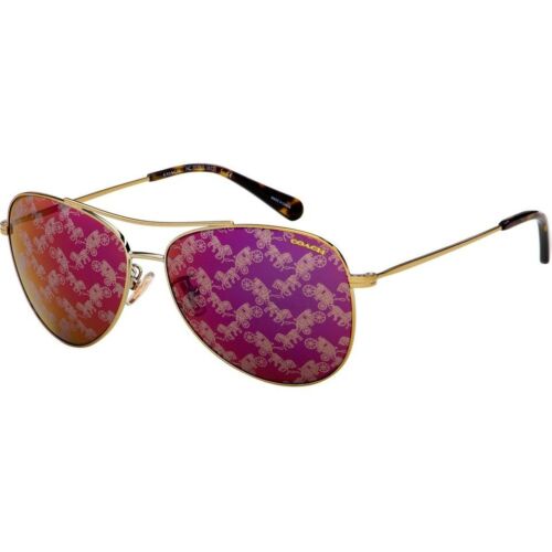 แว่นกันแดด COACH-HC7079-9005AC Aviator Sunglasses Light Gold Burgundy ของใหม่มือ1 ของแท้100%