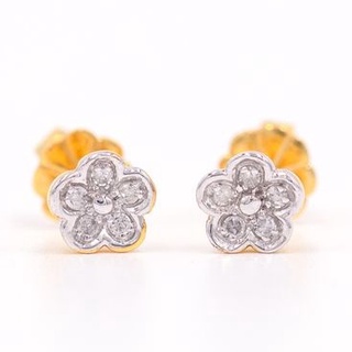 Happy jewelry ต่างหูเพชร ต่างหูดอกไม้ น่ารักๆ ต่างหูทองเพชรแท้ ทองแท้ 37.5% ER235