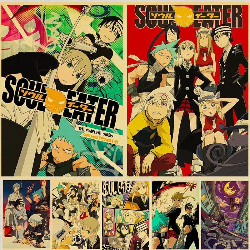 คลาสสิกอะนิเมะ Soul Eater โปสเตอร์ Vintage กระดาษคราฟท์พิมพ์รูปแบบและโปสเตอร์ Art ภาพวาดตกแต่งห้อง Ms: 355