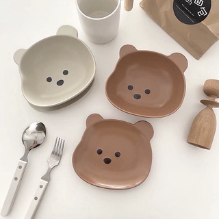 (พร้อมส่ง) yourcoolcafe จานเซรามิกน้องหมี