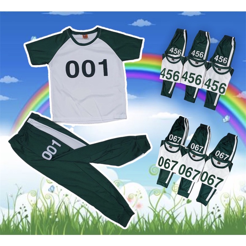 สุดฮิต💥ชุด SQUID GAME สุดฮอต แฟชั่นชุดเด็กมาแรง หมายเลข 001,067,456 เสื้อ+กางเกง ส่งตรงจากโบ๊เบ๊ ชุด