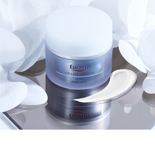 EUCERIN ULTRASENSITIVE Q10X NIGHT CREAM 50ML. ยูเซอรินบำรุงผิวหน้า สำหรับผิวบอบบาง แพ้ง่าย ลดริ้วรอยจากผิวฝ่อตัว