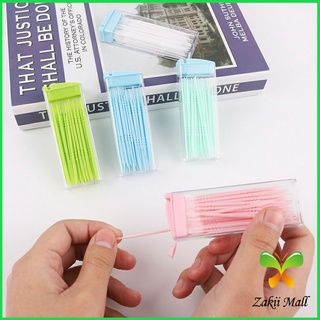 Zakii Mall ไม้จิ้มฟันกล่องพลาสติก 2 ด้าน แบบซอง สีสันไม่เป็นอันตราย toothpicks