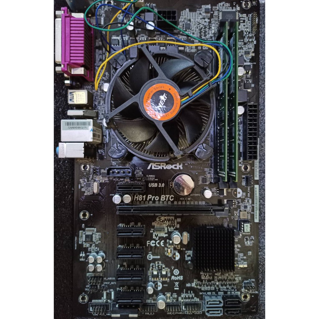 Mining Set ASROCK H81 PRO BTC R2.0 + CPU Intel Celeron G1840 + Memory 4GB (มือสอง)