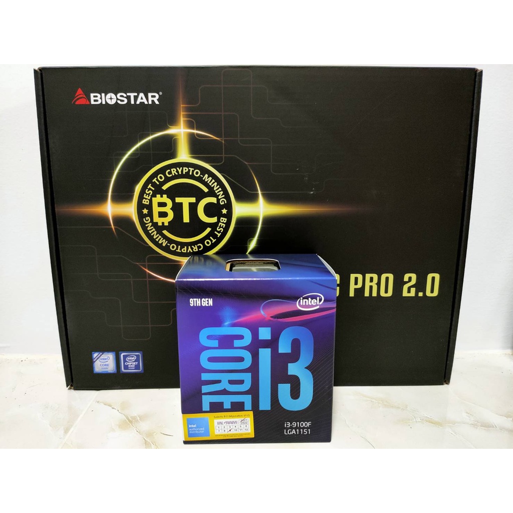 เมนบอร์ด Mainboard Biostar TB360-BTC PRO LGA1151 2.0 12 GPU + CPU Intel i3-9100F LGA1151 รับประกัน 3 ปี