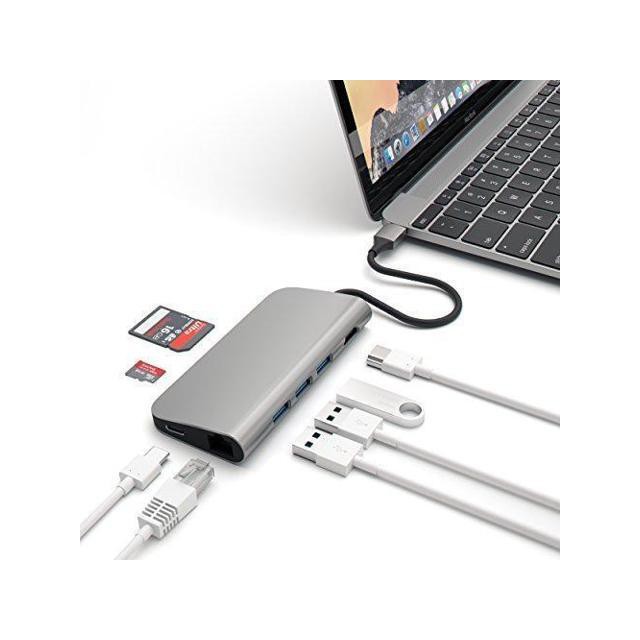 Usb c hub adapter 4k hdmi 30hz type c pass gigabit ethernet sd micro