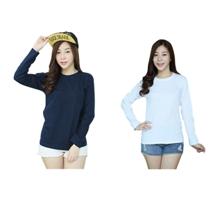 เสื้อแขนยาว ชาย-หญิง สีพื้น cottonแท้100% เสื้อยืดราคาส่ง คอกลมแขนยาว