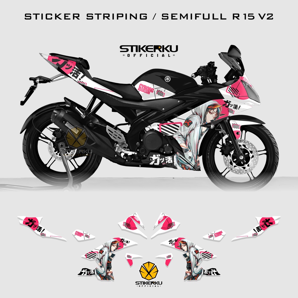 YAMAHA R15 V2 STRIPING / STOCK DECAL / สติ๊กเกอร์ / SEMI FULL / สติ๊กเกอร์ / ANIME 1 / 008