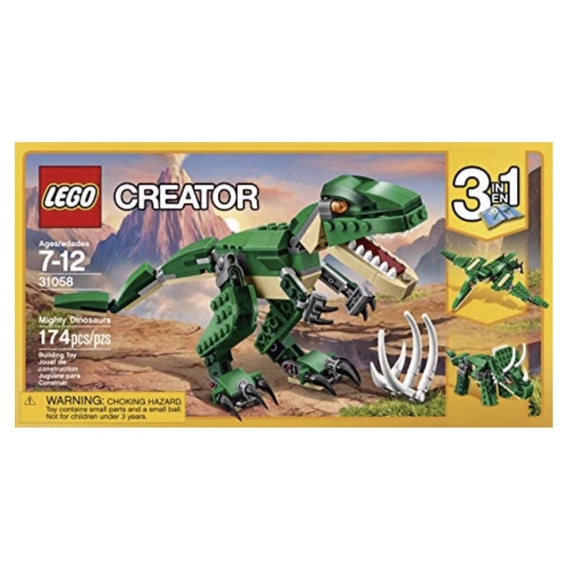 LEGO Creator Mighty Dinosaurs 31058 Build It Yourself Dinosaur Set, Create a Pterodactyl, Triceratop