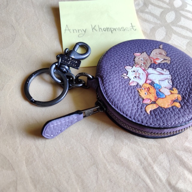 กระเป๋าเหรียญ coach disney x coach circular coin pouch bag charm with Disney motif