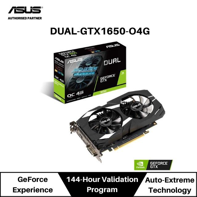 การ์ดจอ ASUS Dual GeForce GTX 1650 OC Edition GDDR5 (4GB)