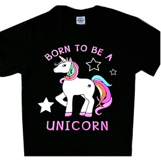 เสื้อยืด ผ้าฝ้าย พิมพ์ลายกราฟฟิค Born To Be A Unicorn น่ารักS-5XL