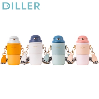 Diller ขวดน้ําร้อนสแตนเลส 580มล. พร้อมซองหนังและหลอดสูญญากาศสําหรับผู้หญิง Mlh8990