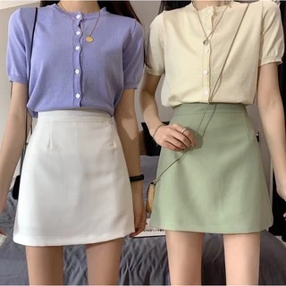 Cicishop(216)กระโปรงทรงเอ กระโปรงทำงาน(มีกางเกงด้านใน) มีซิปหลังใส่สบาย แฟชั่นสำหรับผู้หญิง