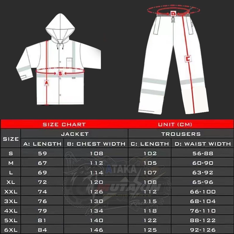 MUTAKIN ชุดกันฝน ไซส์ใหญ่พิเศษ S-8XL เสื้อ+กางเกง thumbnail 3