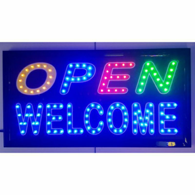 ป้ายไฟสติ๊กเกอร์ LED Open- WELCOME ป้ายไฟ
