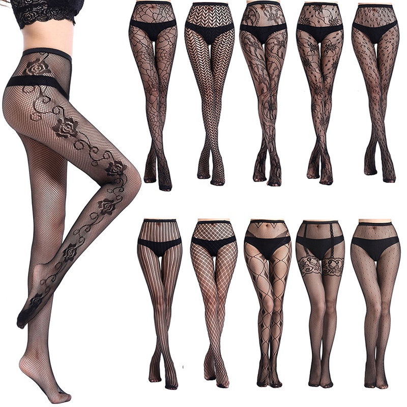 เซ็กซี่ Tights ผู้หญิง Skull Mystery ต้นขาเอวสูงถุงน่อง Gothic JK Lolita ตาข่าย Nets Fishnet Pantyhose สุภาพสตรี