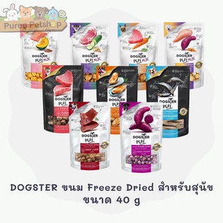 DOGSTER PLAY ขนมสุนัข Freeze Dried ชิ้นเนื้อแท้ๆ 100% เต็มคำ ไม่ใช้วัตถุกันเสีย สี 40 กรัม