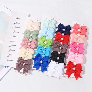 เครื่องประดับผม กิ๊บติดผม ริบบิ้น โบ น่ารัก สีสันสดใส สําหรับเด็กผู้หญิง 10 ชิ้น / ชุด