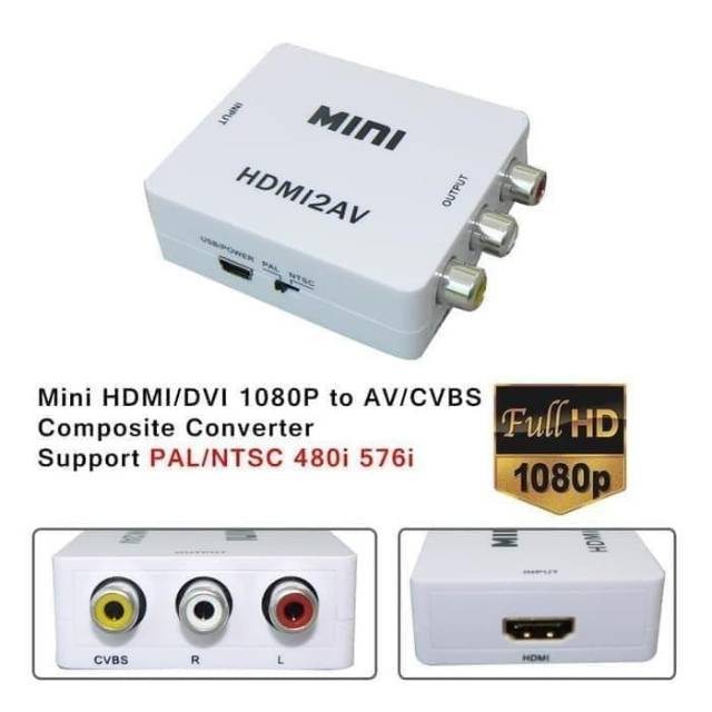 HDMI TO AV CONVERTER MINI HDMI - RCA MINI HDMI CONVERTER - การเชื่อมต่อ HDMI เป็นทีวี CRT