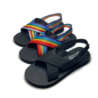 รองเท้าแตะรัดส้น X-Cross &lt; GF-37 Black/Rainbows &gt; พื้นหนาใส่กระชับ รองเท้าแตะรัดส้น รองเท้ารัดส้น